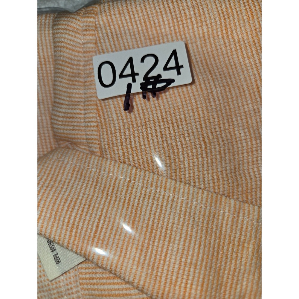 Weatherproof Vintage Mens Orange White Washable Linen Cotton Shirt Large L Short - Picture 10 of 10